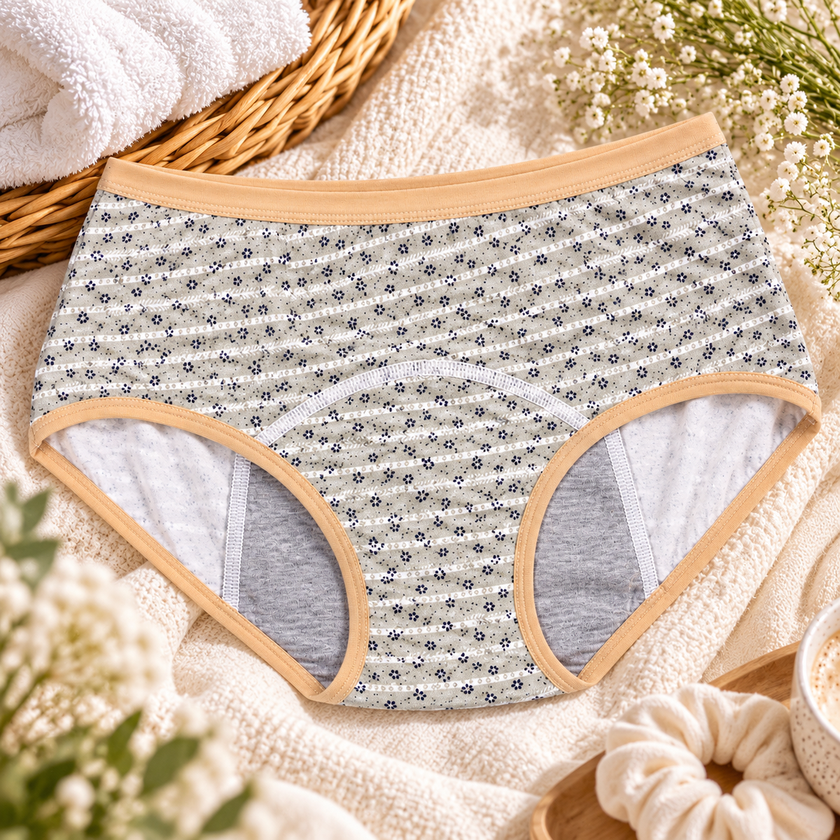 Bloom Flower Print Cotton Period Briefs