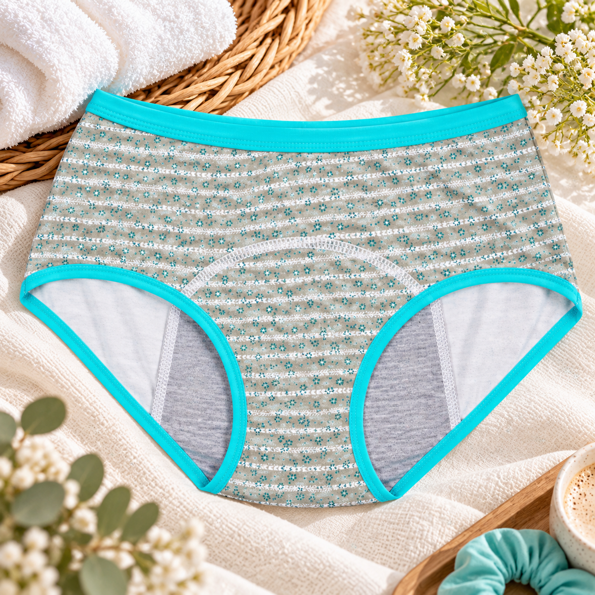 Bloom Flower Print Cotton Period Briefs