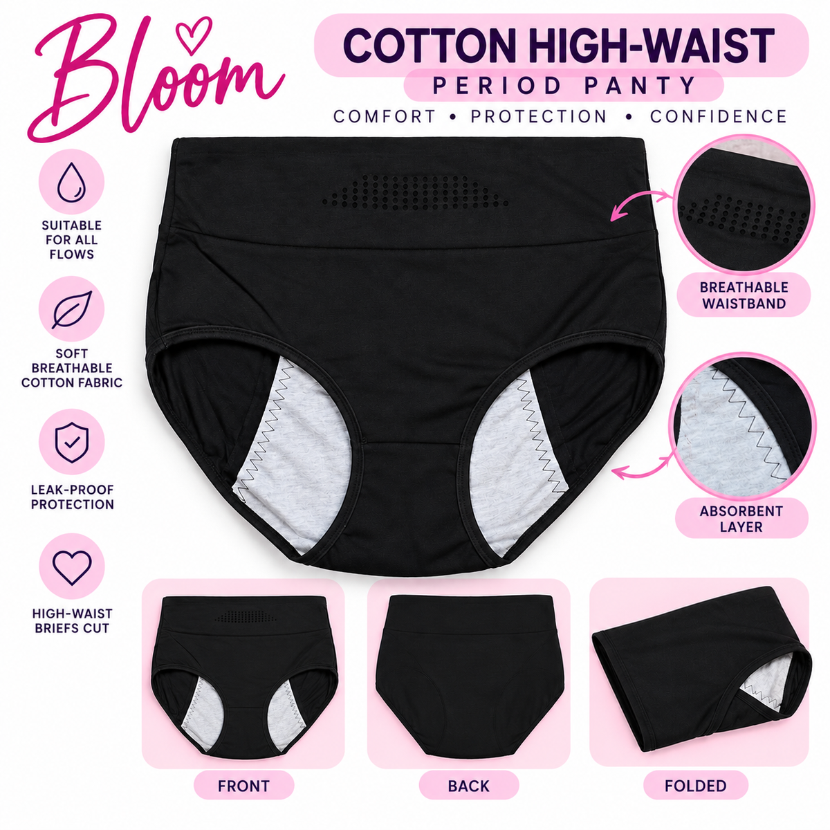 Bloom Cotton High-Waist Period Panty