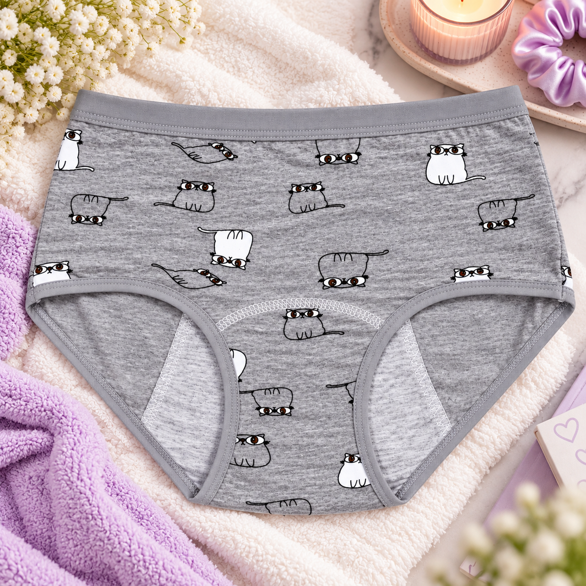 Bloom Cartoon Print Mid-Rise Period Briefs