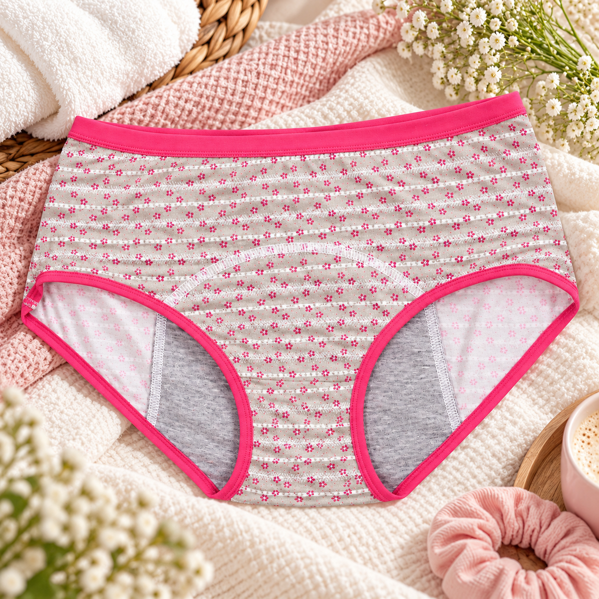 Bloom Flower Print Cotton Period Briefs